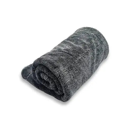 AbsorbX Twisted Loop 2000 GSM microfiber car drying towel by Top Secret Formulas, featuring a gray 20 × 30-inch design for high-absorbency vehicle drying.